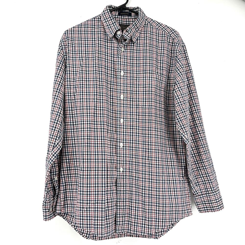 Pendleton Bridgeport blue red check long sleeve button front shirt (M)